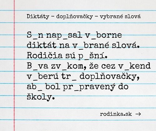 Diktáty pre tretiakov a štvrtákov